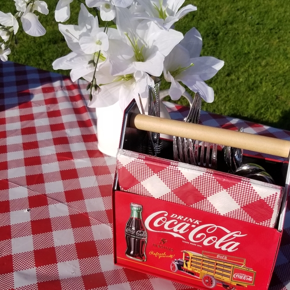 Coca-cola Tin Napkin and Utensil Caddy - Picture 5 of 7